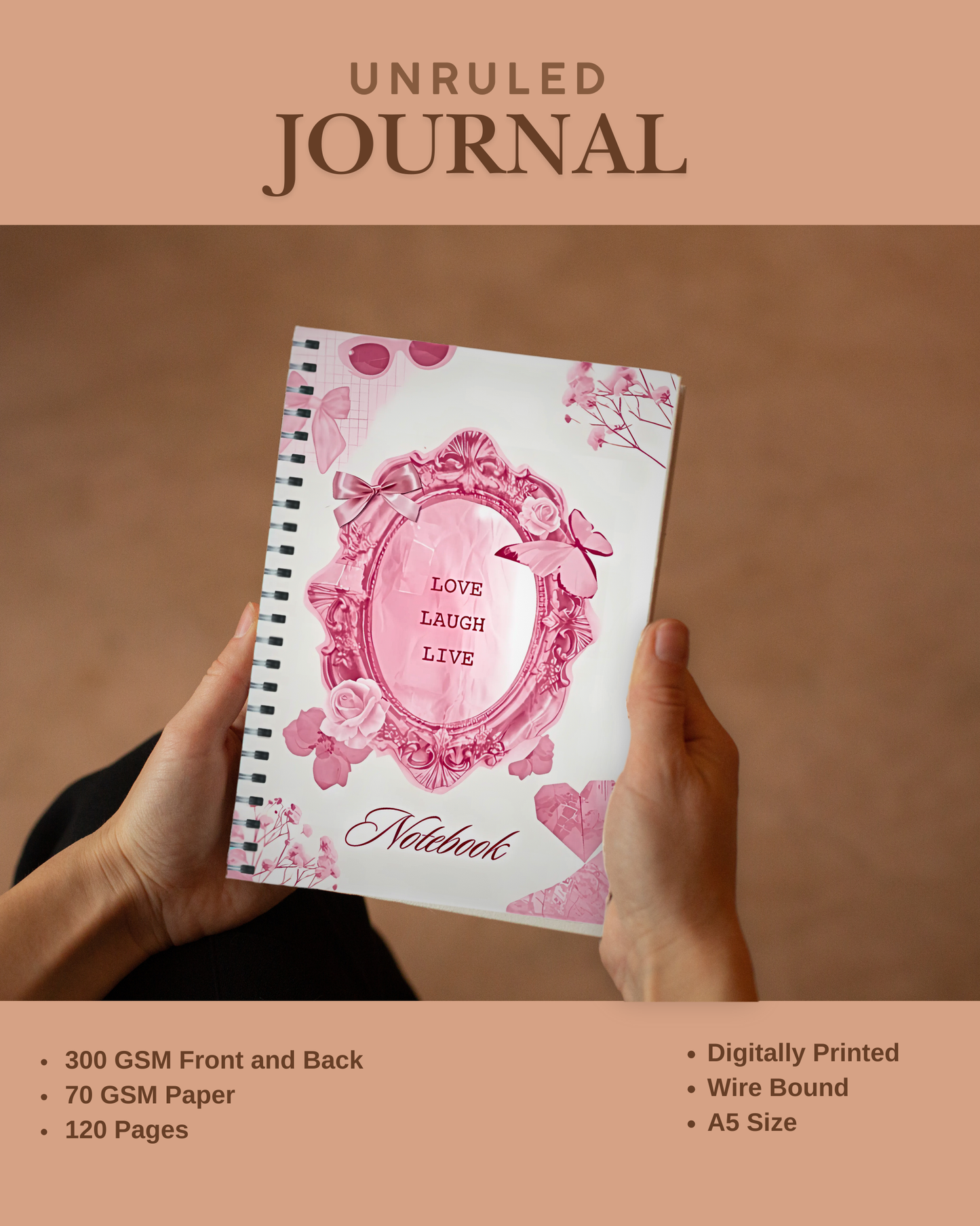 Eden and Seraph Digitally Printed Wire-Bound Journal (Unruled) Rosy Reverie