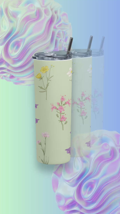 Eden & Seraph Stainless Steel Double Walled Insulated Tumbler with Splash Proof Lid & Metal Straw