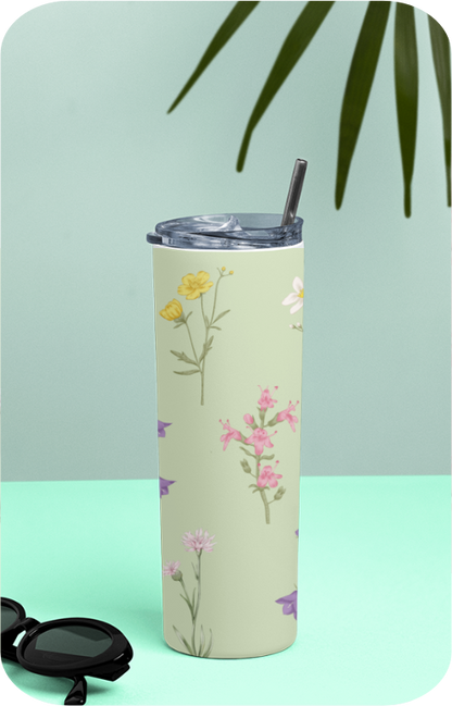 Eden & Seraph Stainless Steel Double Walled Insulated Tumbler with Splash Proof Lid & Metal Straw